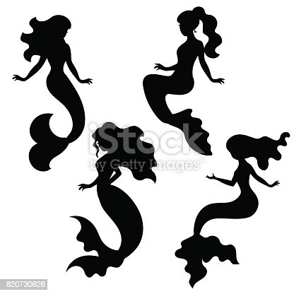 Detail Mermaid Clipart Silhouette Nomer 11