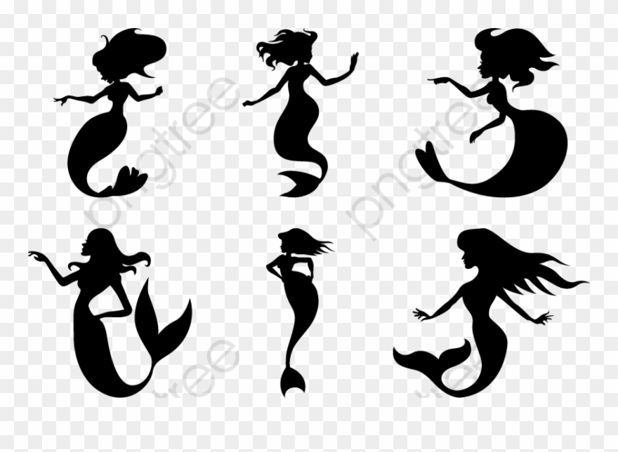 Detail Mermaid Clipart Silhouette Nomer 13