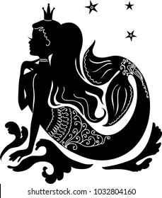 Detail Mermaid Clipart Silhouette Nomer 19