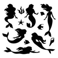 Detail Mermaid Clipart Silhouette Nomer 27