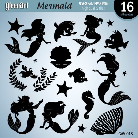 Detail Mermaid Clipart Silhouette Nomer 41