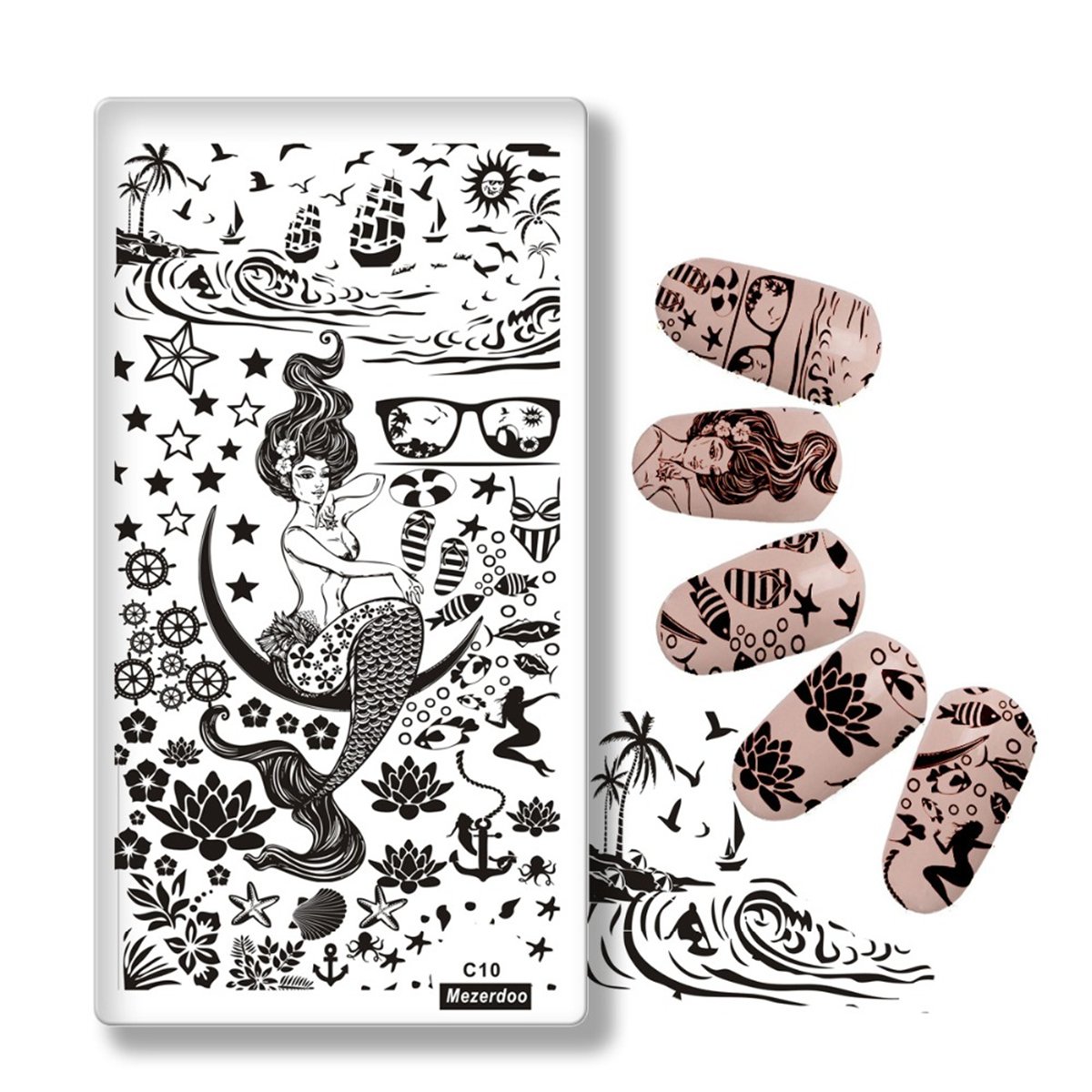 Detail Mermaid Nail Stamping Plates Nomer 11