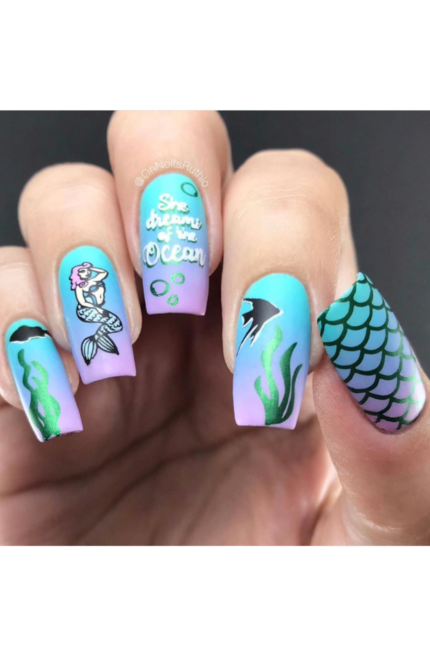 Detail Mermaid Nail Stamping Plates Nomer 24