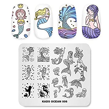 Detail Mermaid Nail Stamping Plates Nomer 9