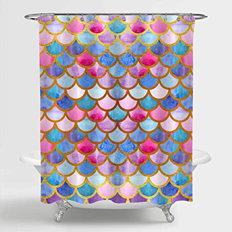 Detail Mermaid Scales Shower Curtain Nomer 32