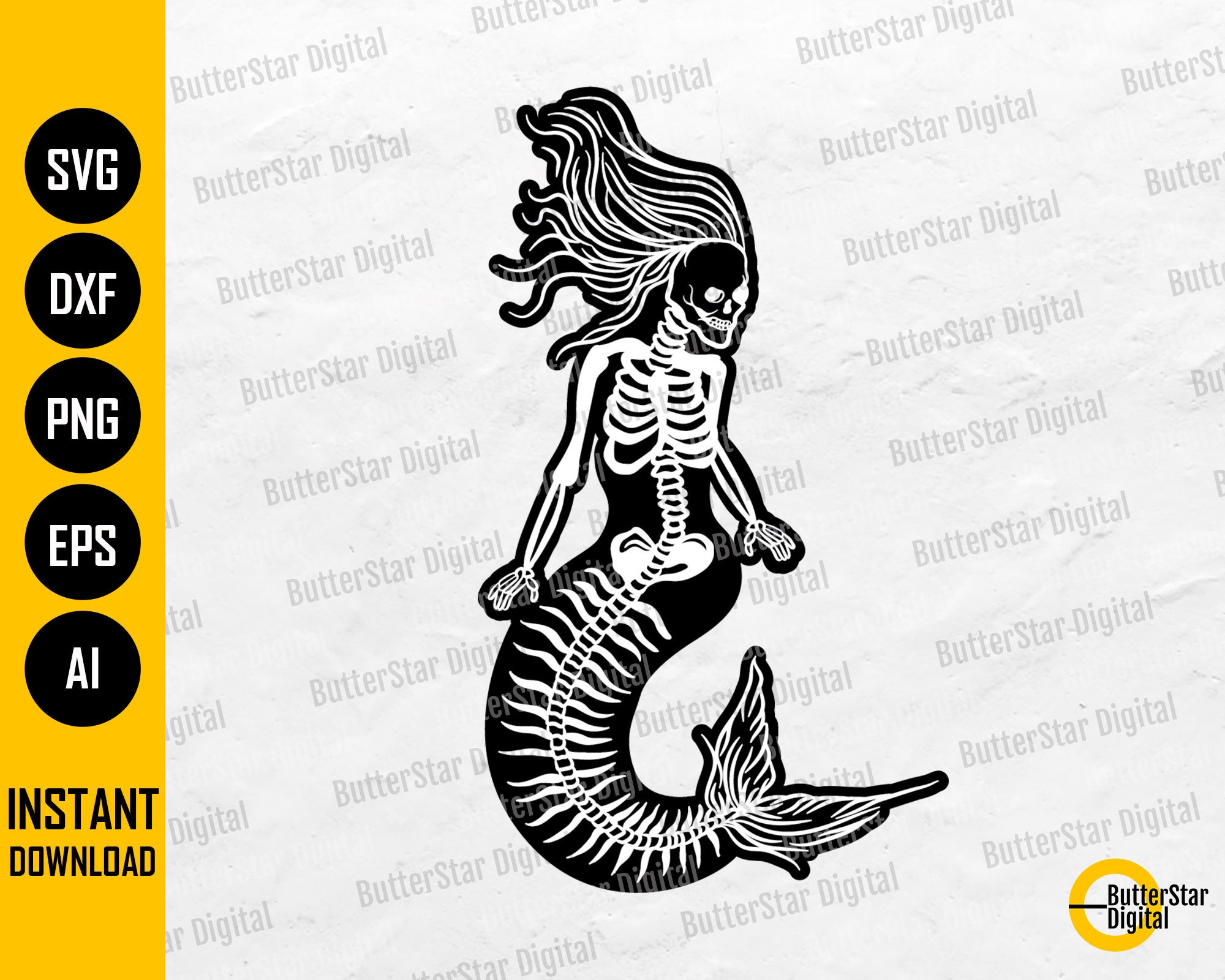 Detail Mermaid Skeleton Clipart Nomer 38