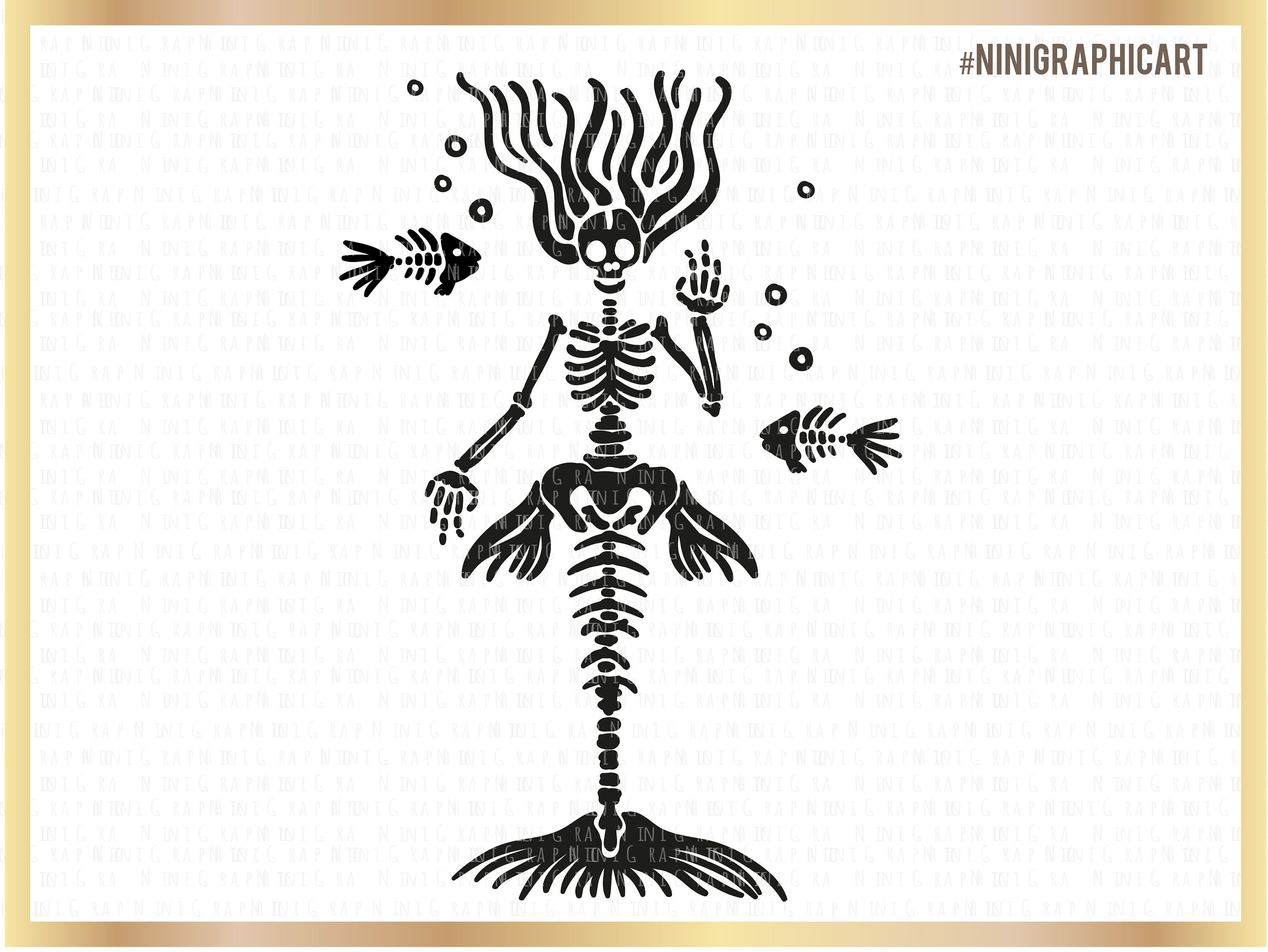 Detail Mermaid Skeleton Clipart Nomer 9