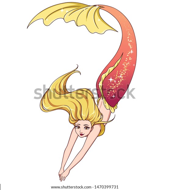 Detail Mermaid Swimming Clipart Nomer 31