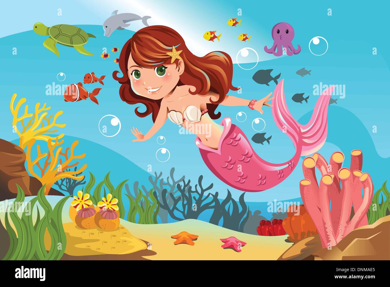 Detail Mermaid Swimming Clipart Nomer 33