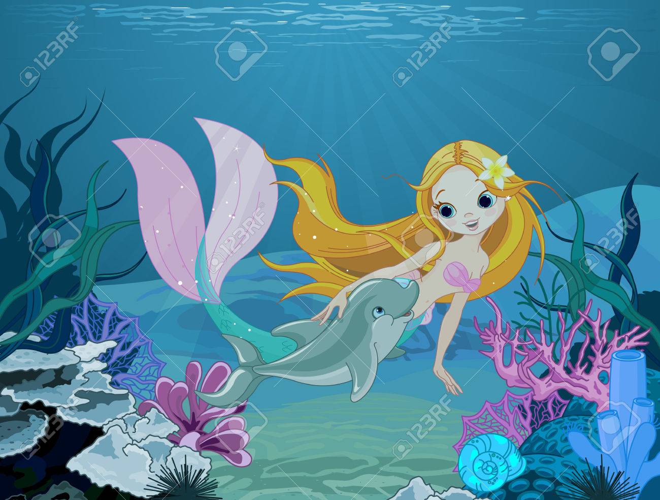 Detail Mermaid Swimming Clipart Nomer 43