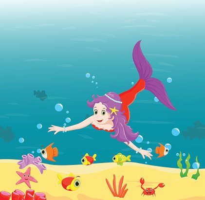 Detail Mermaid Swimming Clipart Nomer 6