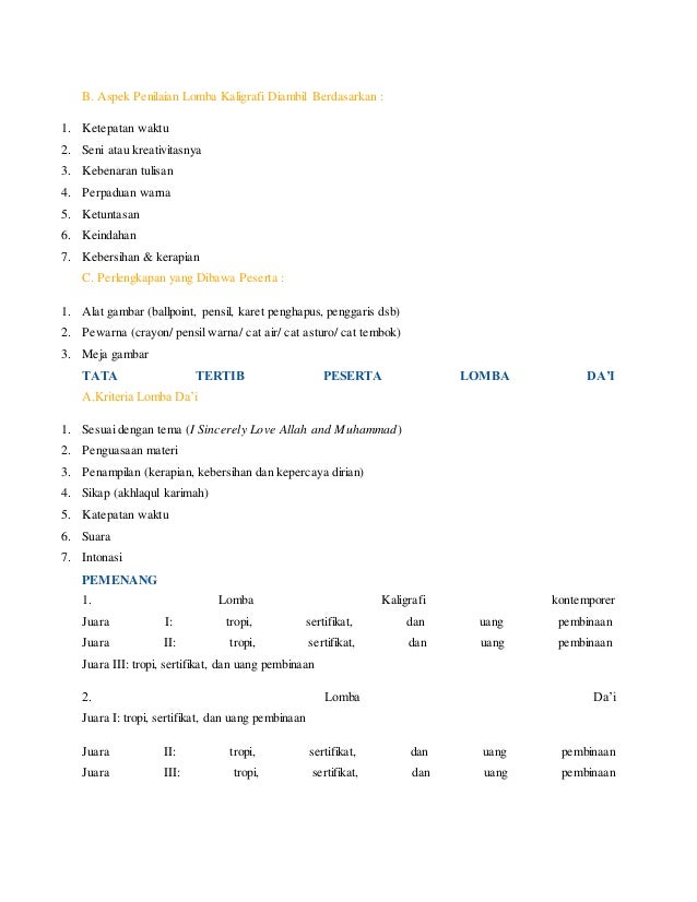 Detail Kriteria Penilaian Kaligrafi Nomer 34