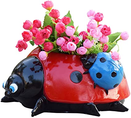 Metal Ladybug Flower Pot - KibrisPDR