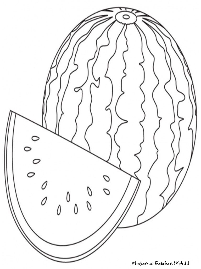 Detail Mewarnai Buah Semangka Nomer 17