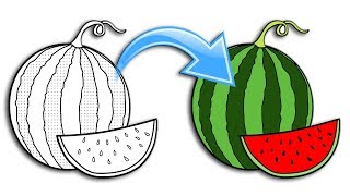 Detail Mewarnai Buah Semangka Nomer 3