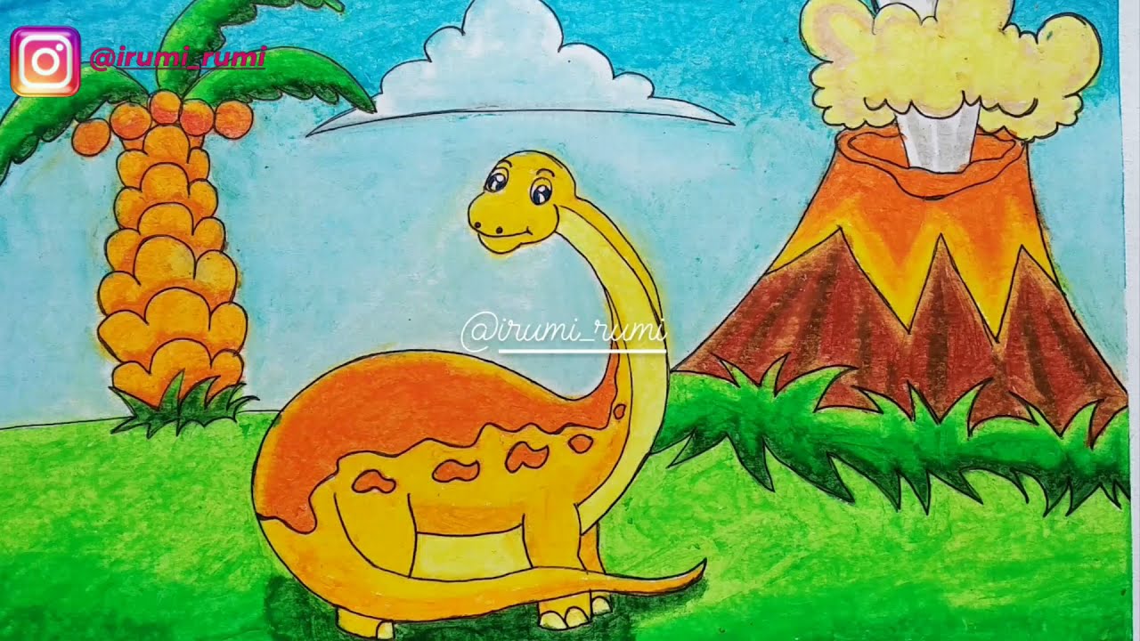 Detail Mewarnai Dinosaurus Dengan Crayon Nomer 18