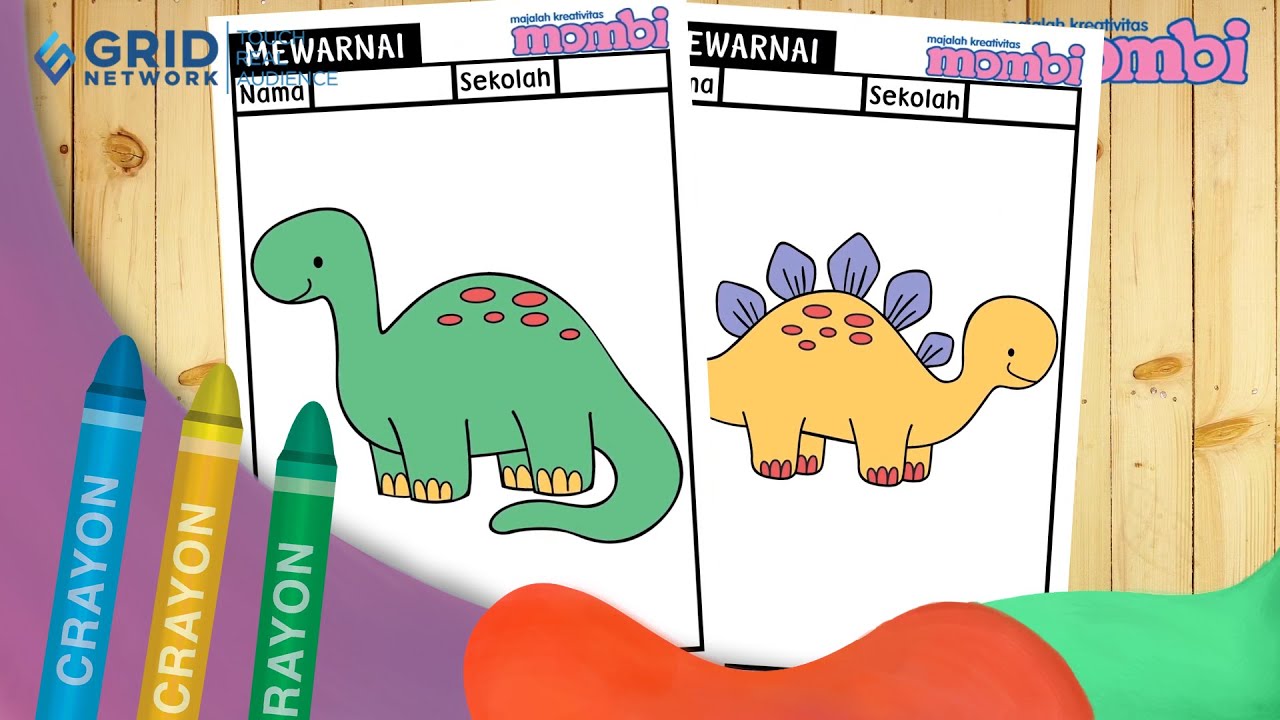 Detail Mewarnai Dinosaurus Dengan Crayon Nomer 48