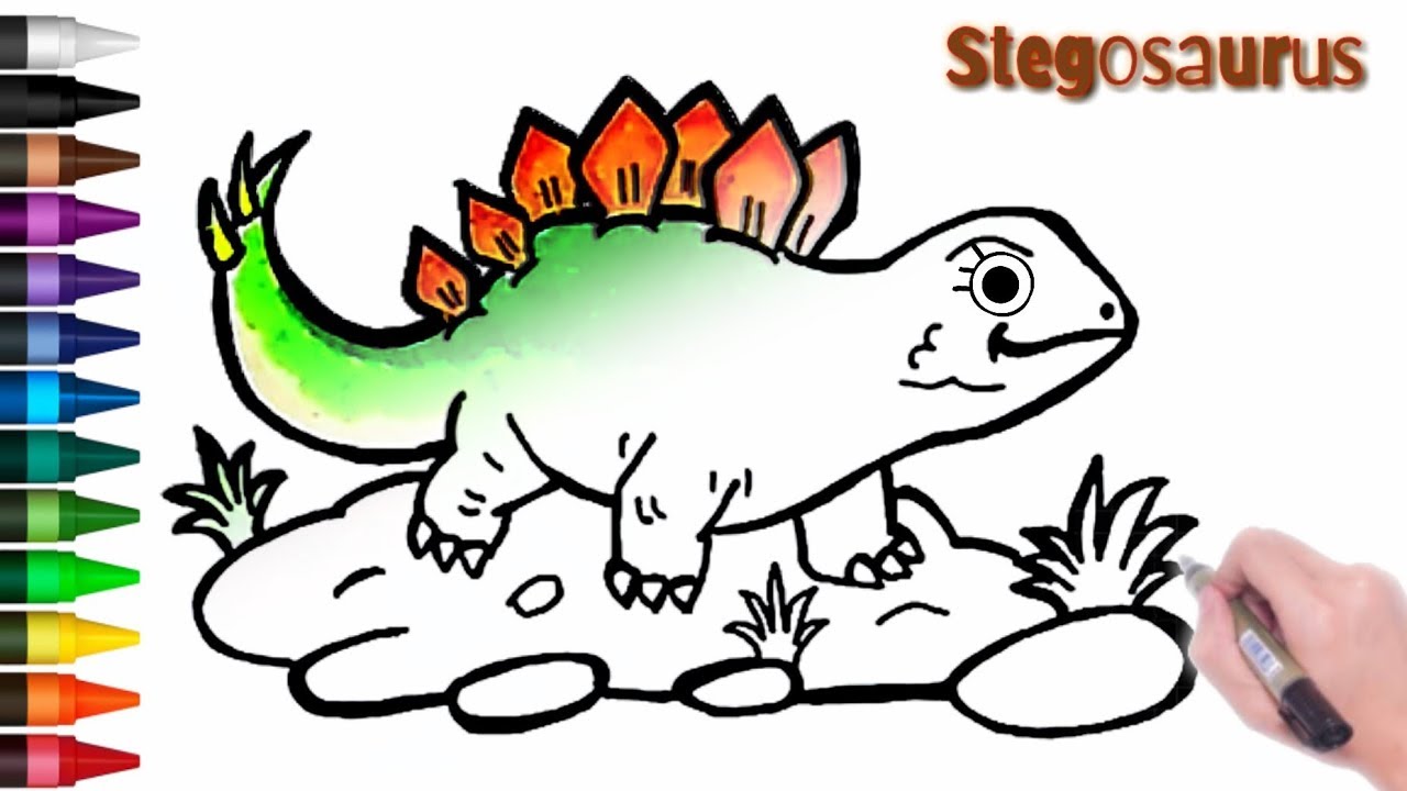 Detail Mewarnai Dinosaurus Dengan Crayon Nomer 6
