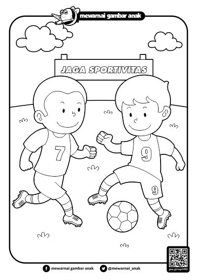 Mewarnai Gambar Anak Bermain Bola - KibrisPDR