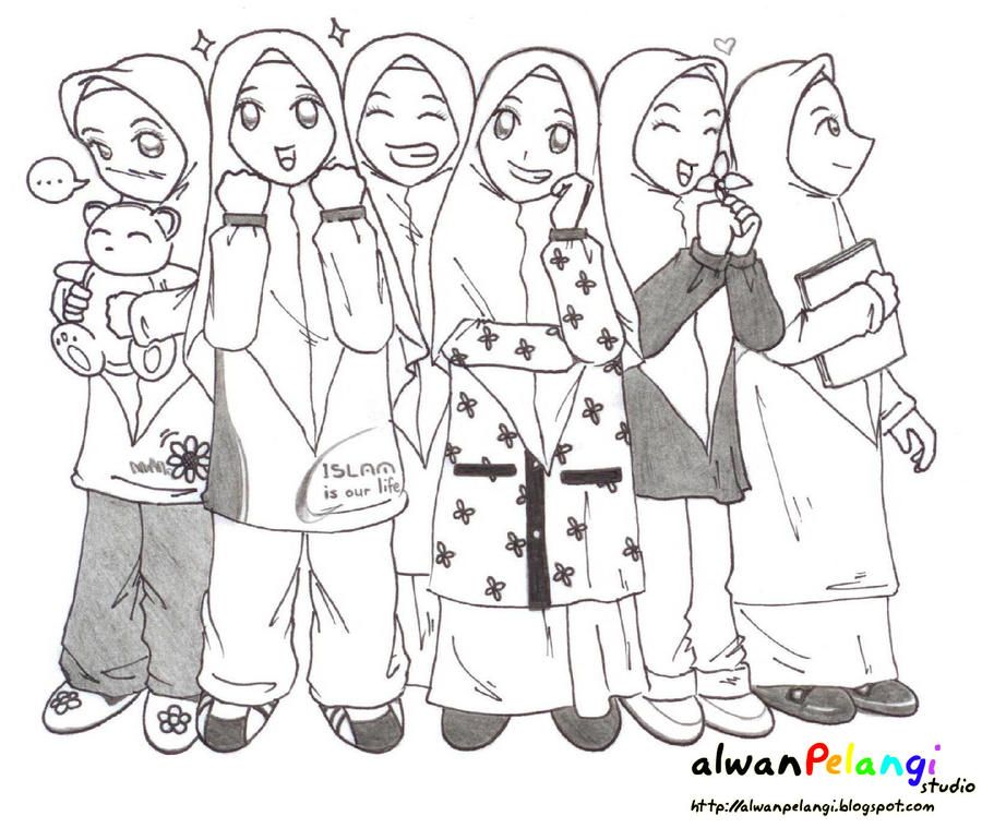 Detail Mewarnai Gambar Anak Muslimah Nomer 13