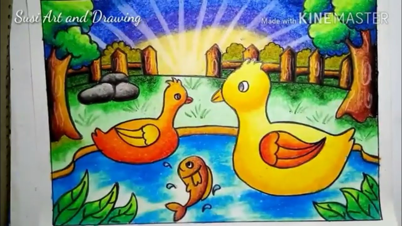 Detail Mewarnai Gambar Bebek Berenang Nomer 3