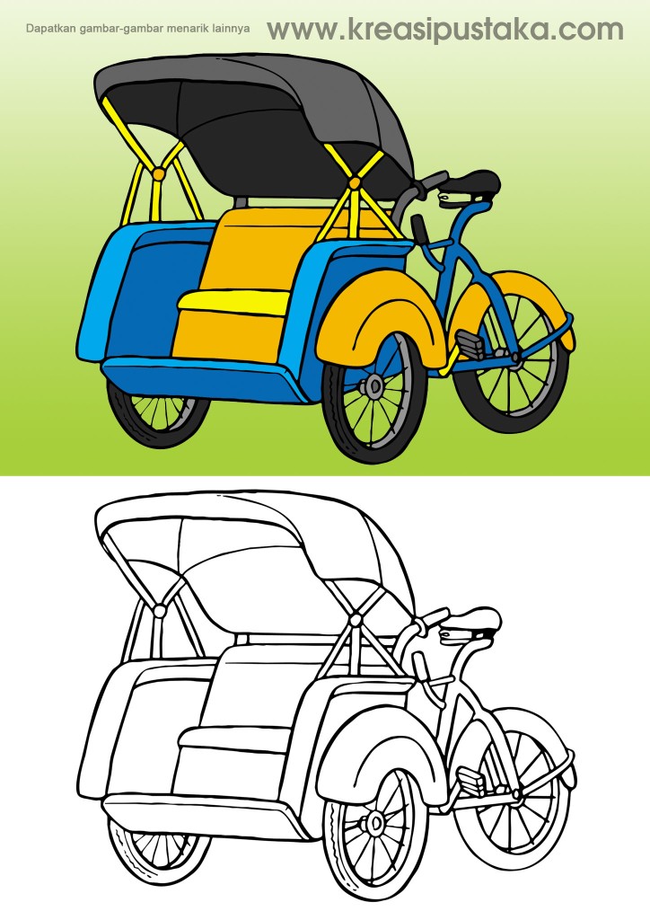 Detail Mewarnai Gambar Becak Nomer 14