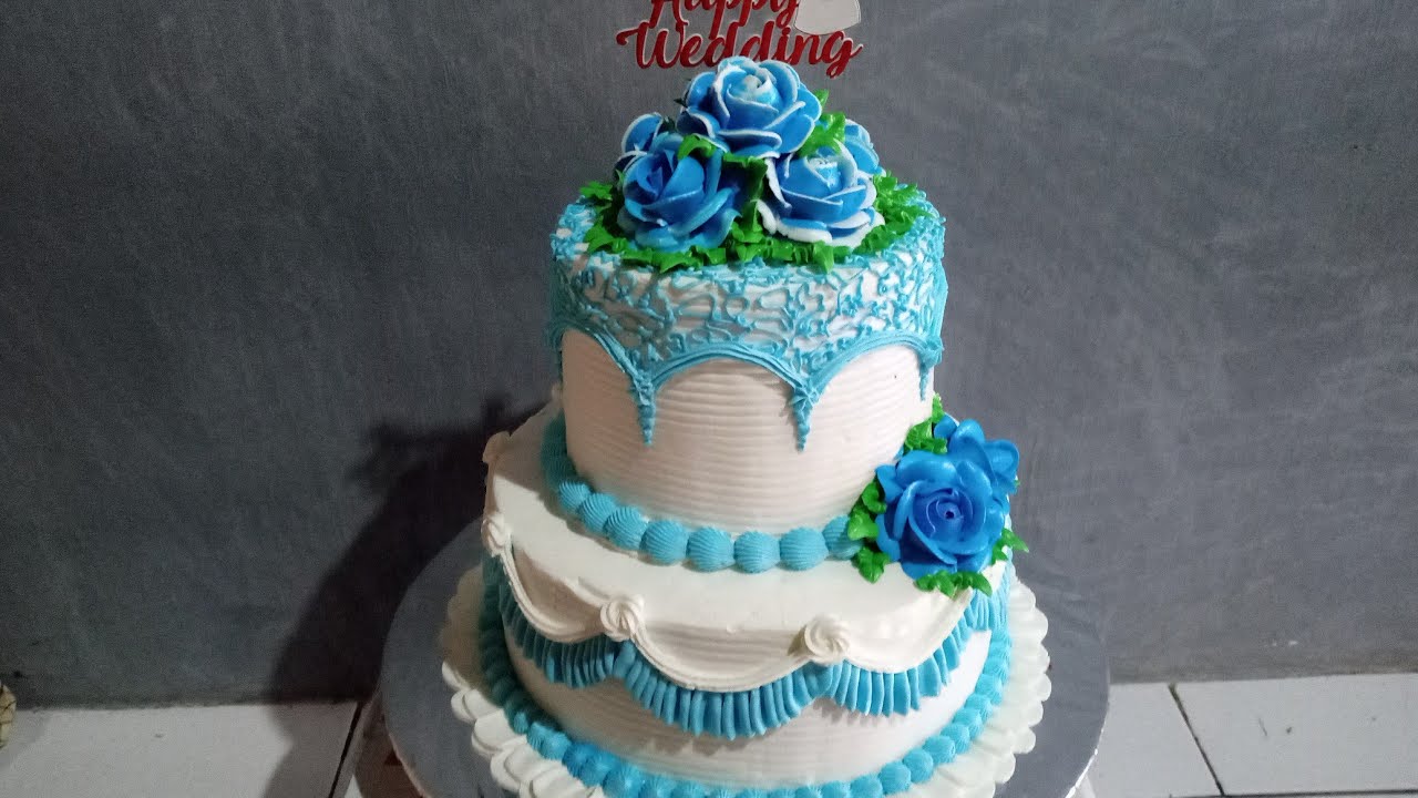 Detail Kue Pengantin 3 Tingkat Warna Biru Nomer 5