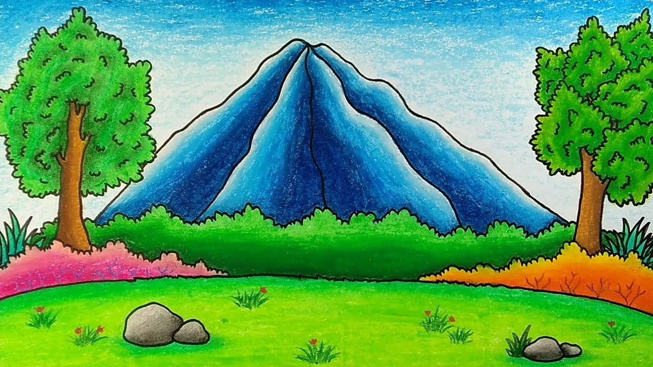 Detail Mewarnai Gambar Gunung Nomer 16