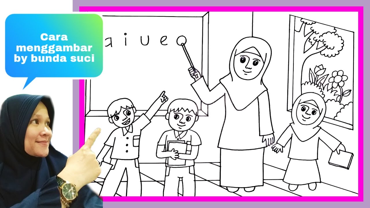 Detail Mewarnai Gambar Guru Dan Murid Nomer 3