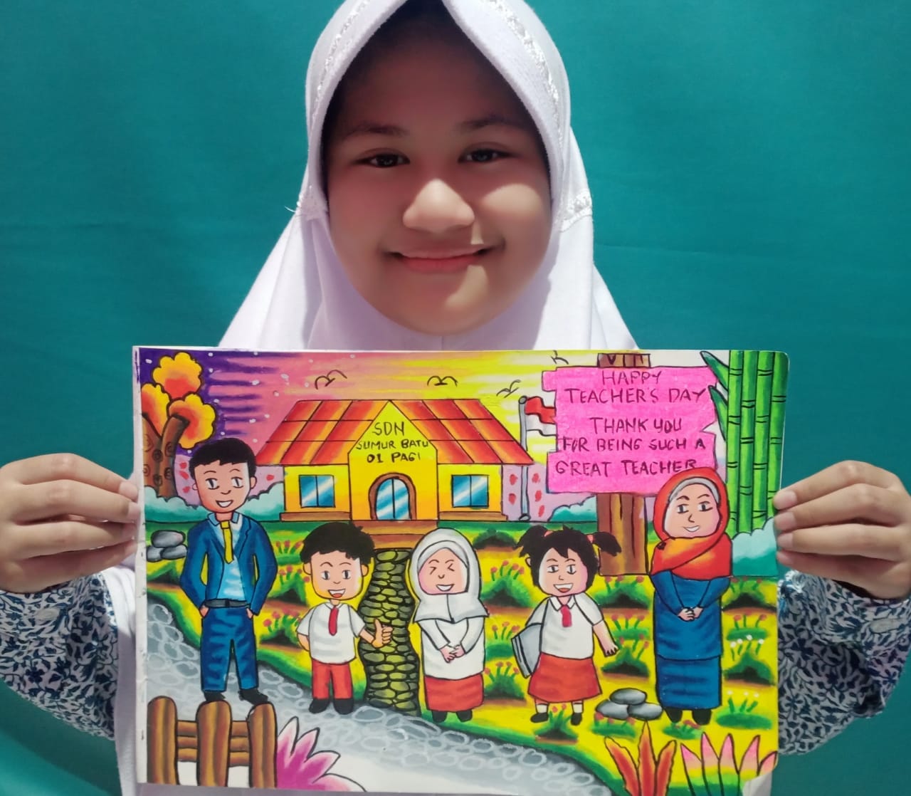 Detail Mewarnai Gambar Guru Dan Murid Koleksi Nomer 21