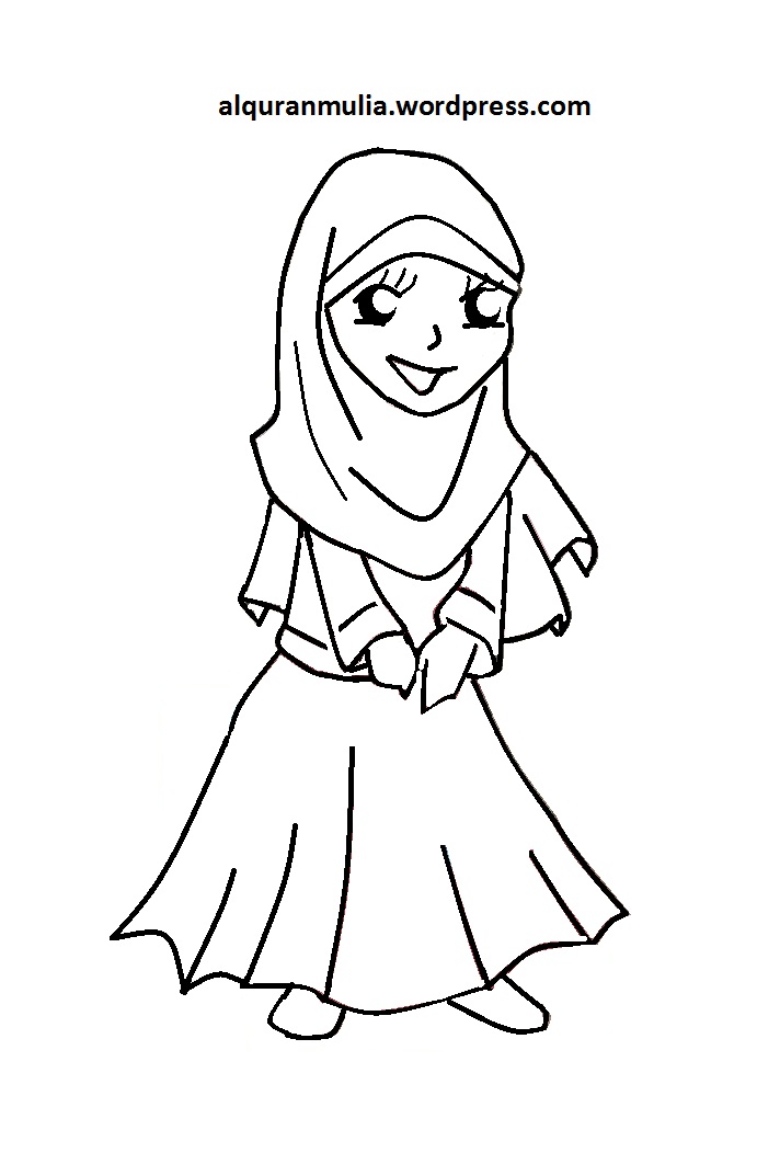 Detail Mewarnai Gambar Kartun Anak Muslimah Nomer 23