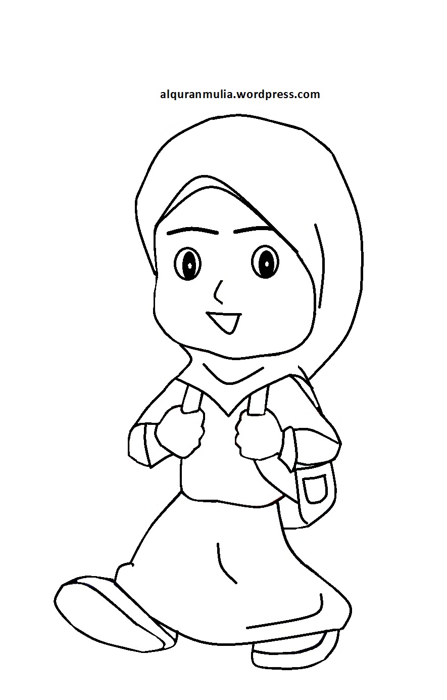 Detail Mewarnai Gambar Kartun Anak Muslimah Nomer 26