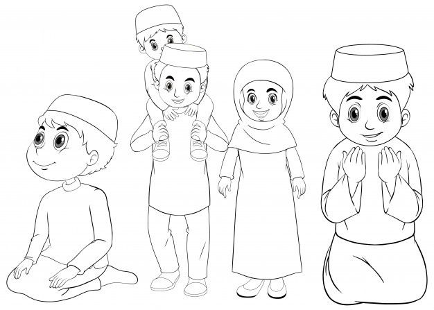 Detail Mewarnai Gambar Keluarga Muslim Nomer 11