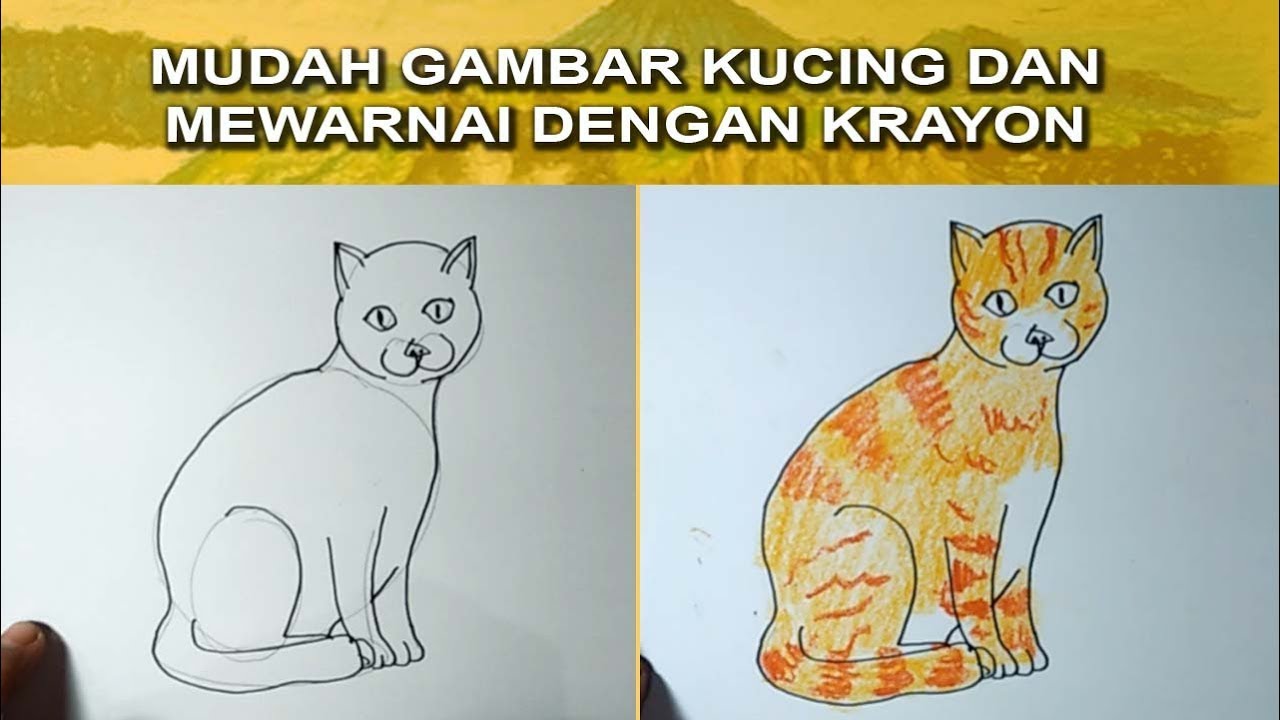 Detail Mewarnai Gambar Kucing Dengan Crayon Nomer 9