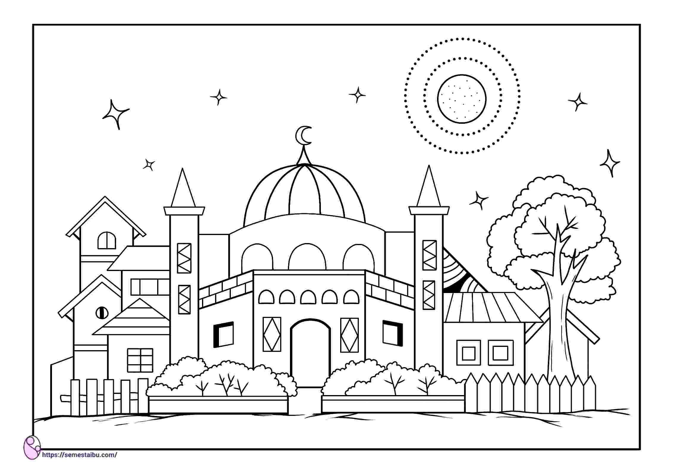 Detail Mewarnai Gambar Masjid Untuk Anak Tk Nomer 4