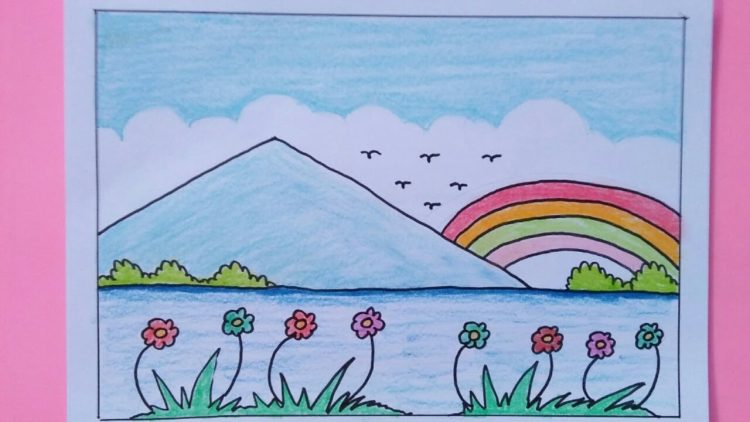 Detail Mewarnai Gambar Pemandangan Pelangi Nomer 28