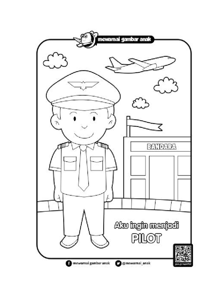 Mewarnai Gambar Pilot Untuk Anak Tk - KibrisPDR