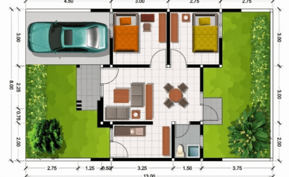 Detail Desain Rumah 10 X 8 Nomer 23