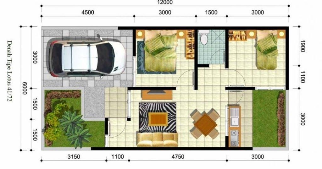 Detail Desain Rumah 12x6 Nomer 25