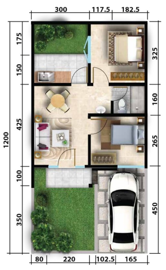 Detail Desain Rumah 12x6 Nomer 6