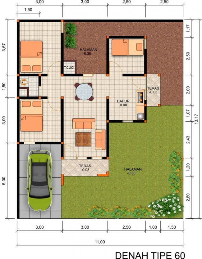 Detail Desain Rumah 3 Kamar 2 Kamar Mandi Nomer 47