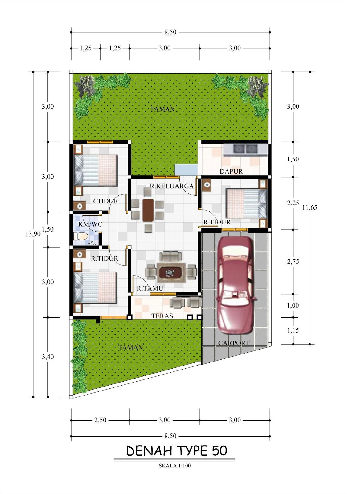Detail Desain Rumah 50 Meter Nomer 6