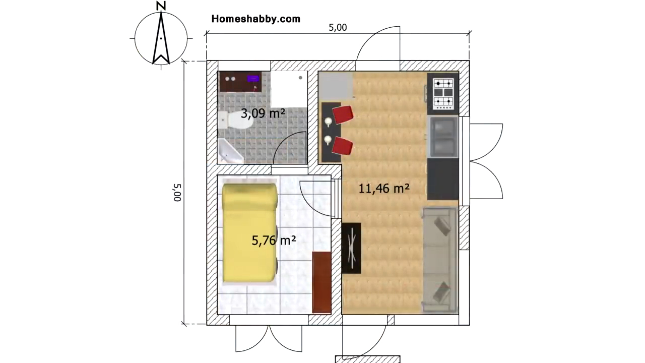 Detail Desain Rumah 5x5m Nomer 21