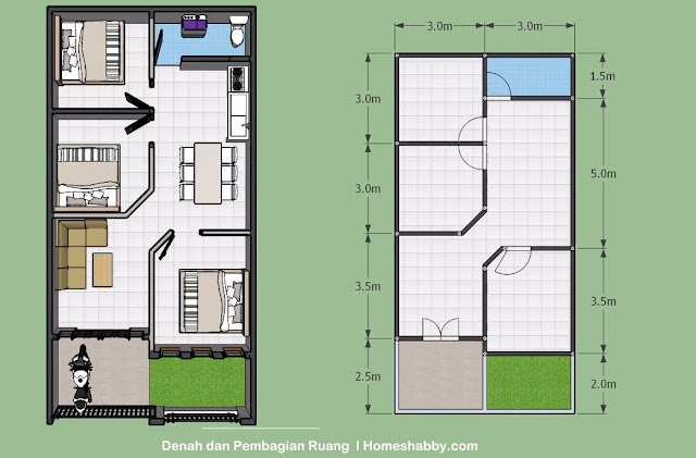 Detail Desain Rumah 5x9 1 Lantai Nomer 23