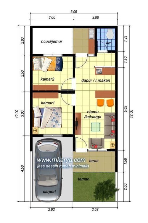 Detail Desain Rumah 5x9 1 Lantai Nomer 28