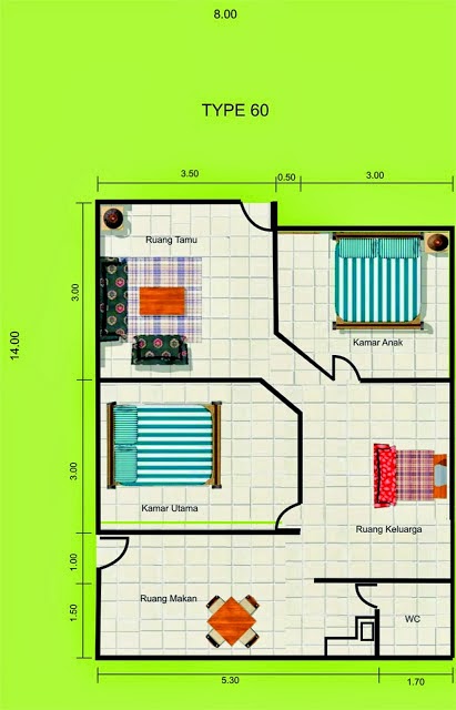 Detail Desain Rumah 60 Meter Nomer 20