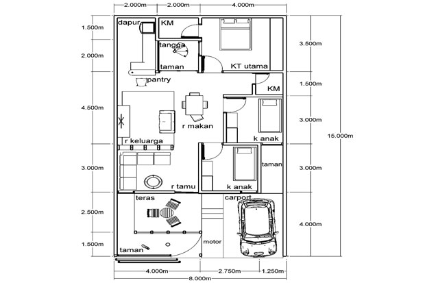 Detail Desain Rumah 8 X 15 M Nomer 4