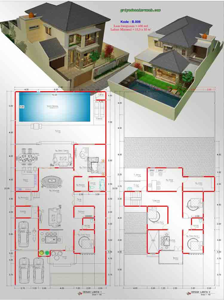 Detail Desain Rumah 8x15 Dengan Kolam Renang Nomer 16