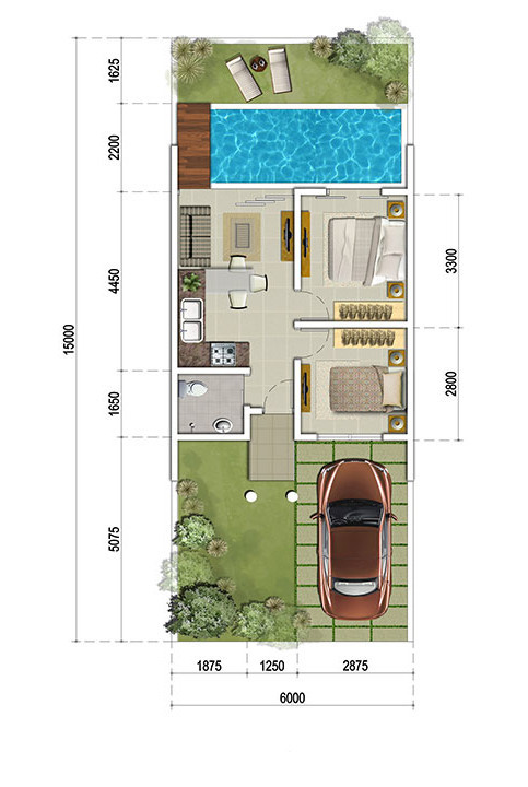 Detail Desain Rumah 8x15 Dengan Kolam Renang Nomer 27