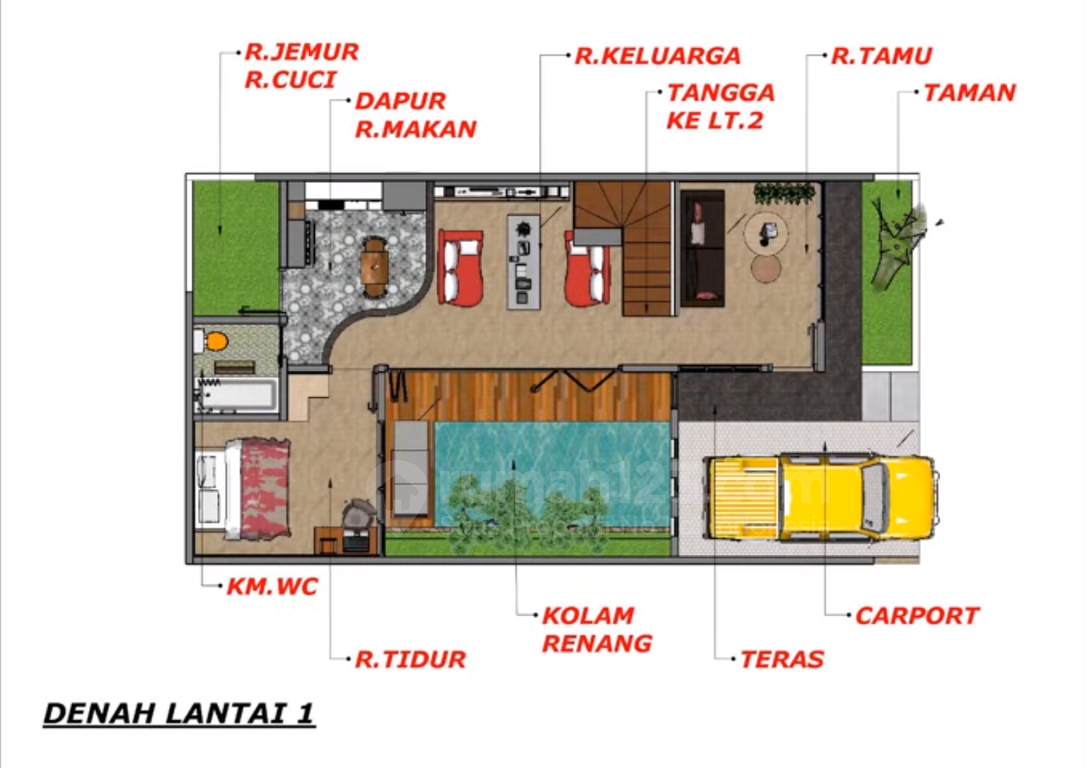 Detail Desain Rumah 8x15 Dengan Kolam Renang Nomer 5